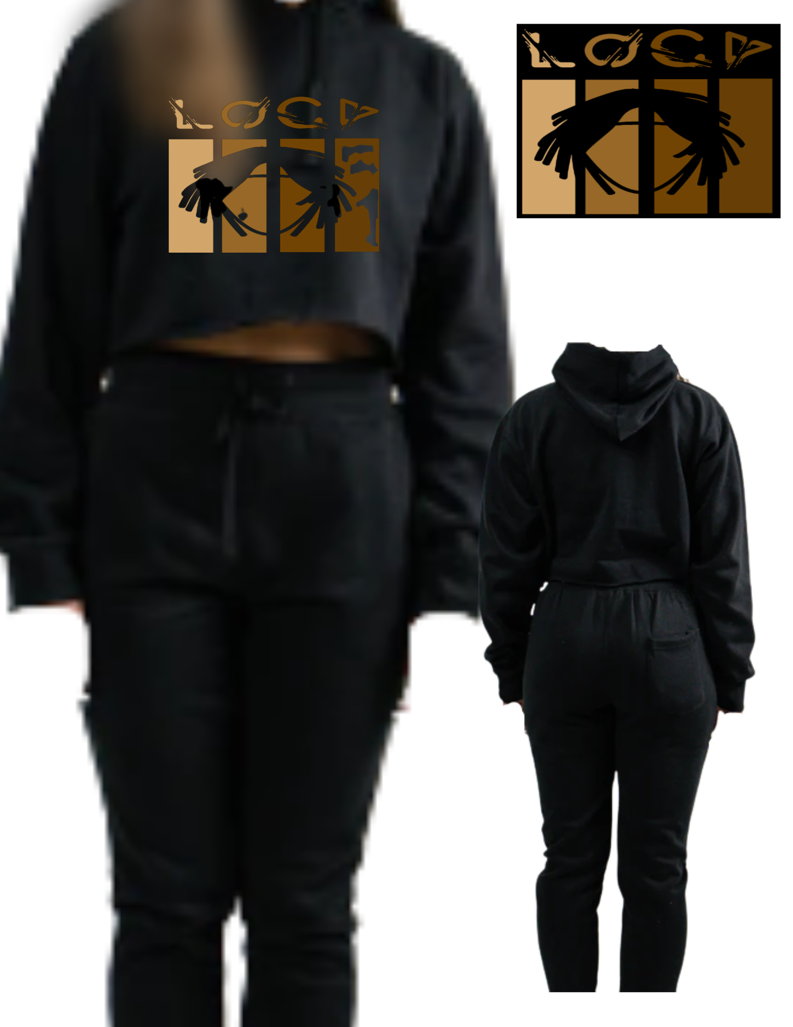 Women's Sweats, Locs, And Lattes Olive Green Cropped Sweatsuit