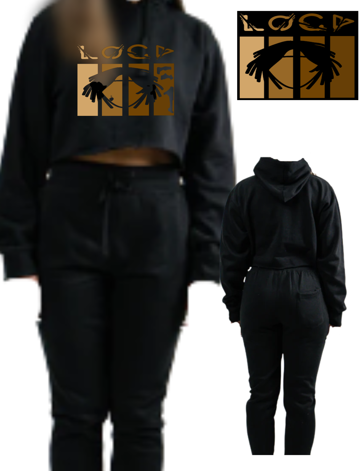 Women’s "LOCD" Black Cropped Sweatsuit