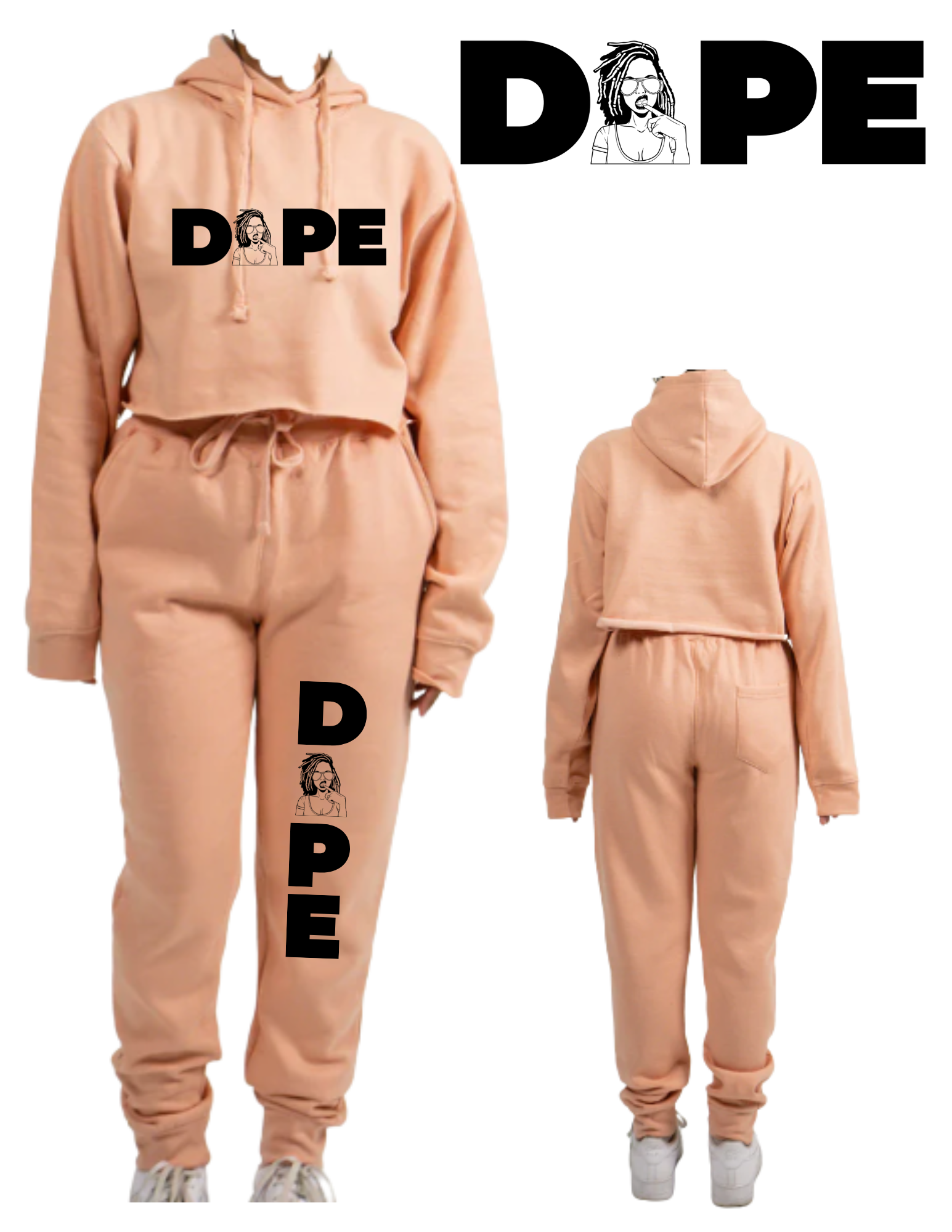 Women's Dope Coral Cropped Sweatsuit