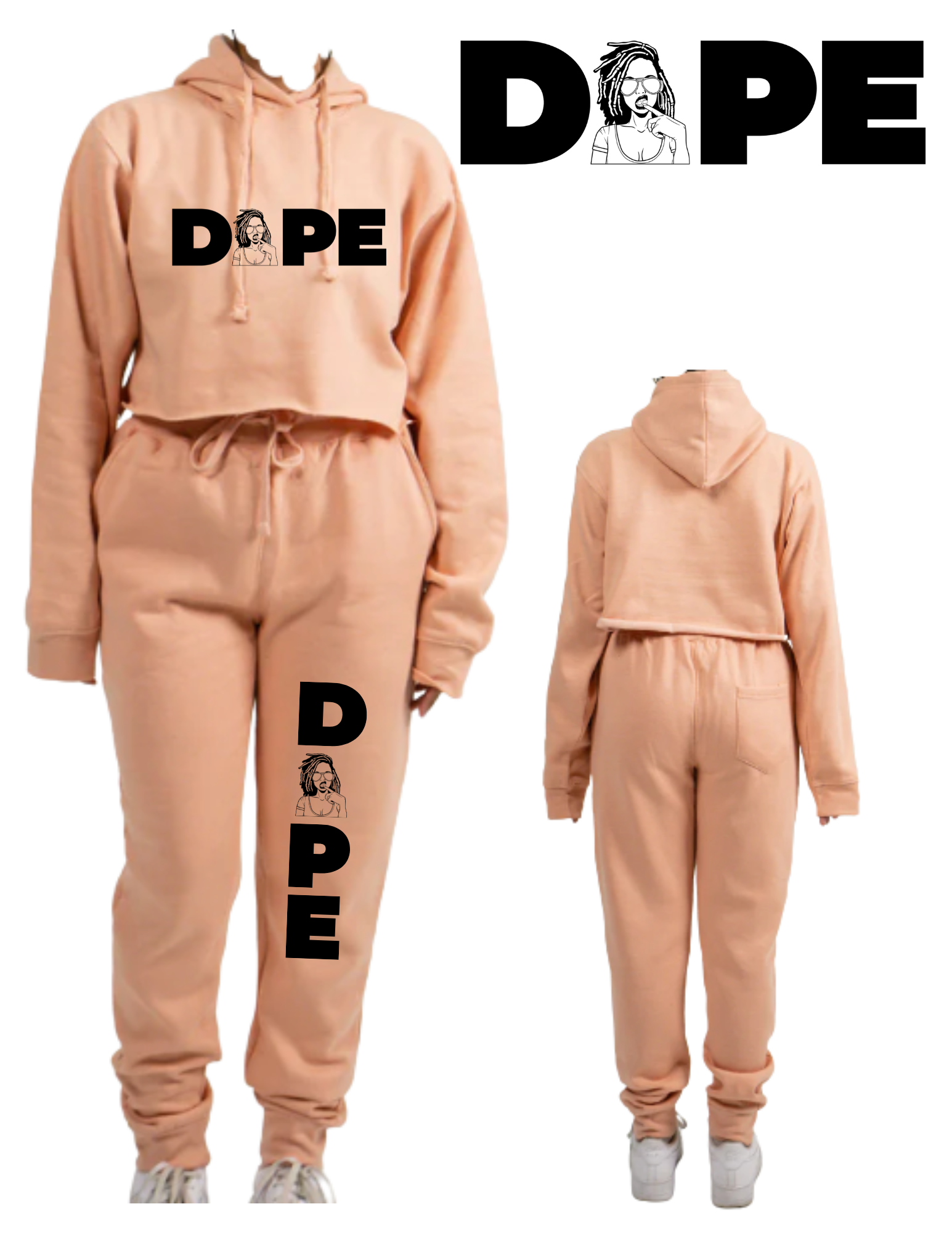 Women’s "Dope" Coral Cropped Sweatsuit